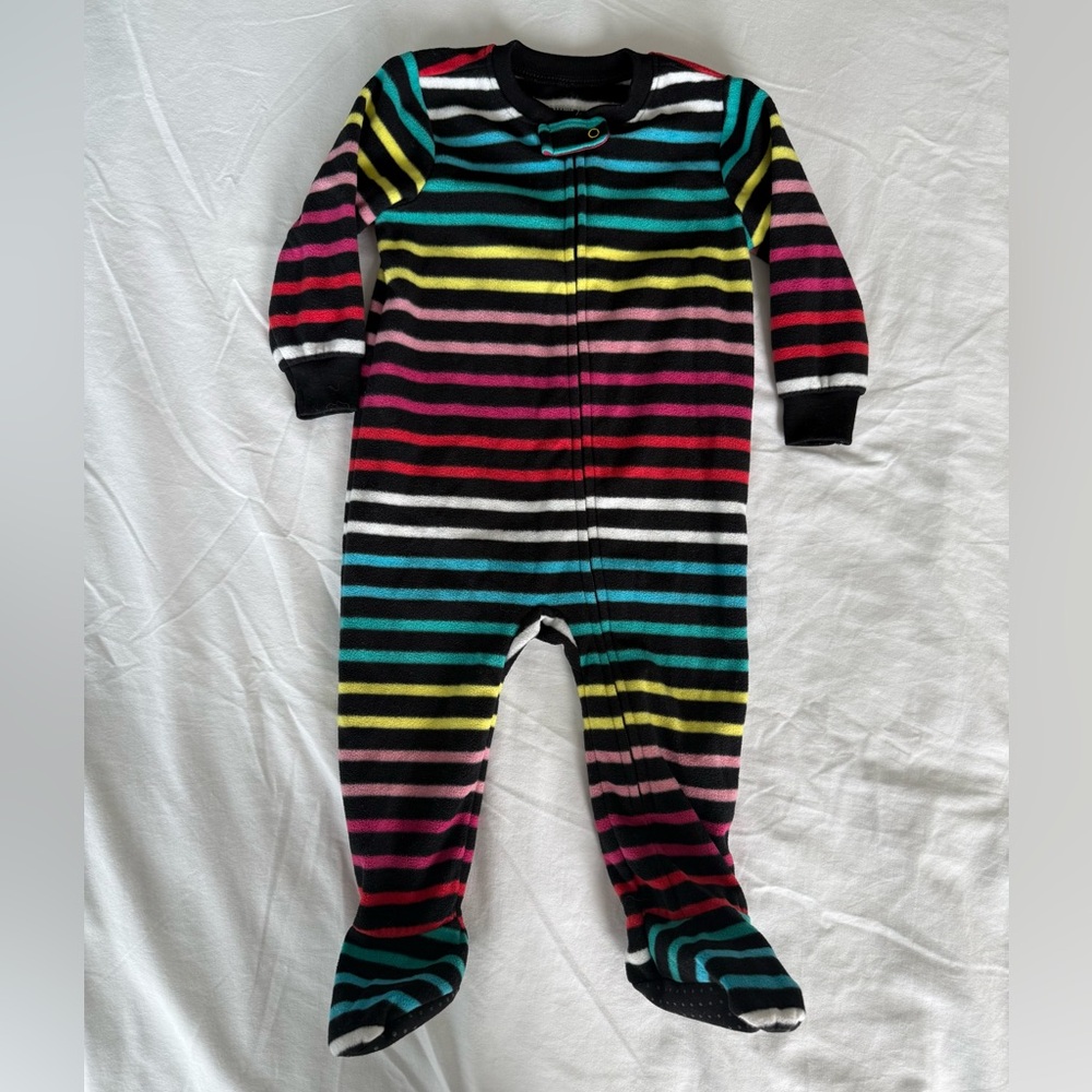 Primary Colorful Striped Baby Fleece Footie